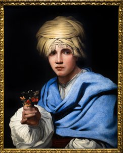 Garçon avec turban tenant un bouquet de fleurs - Michael Sweerts