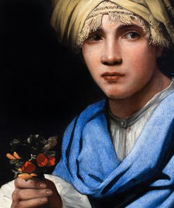 Garçon avec turban tenant un bouquet de fleurs - Michael Sweerts