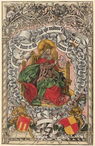 Titelholzschnitt mit Gottvater auf dem himmlischen Thron, die Hand segnend erhoben - Michael Wolgemut