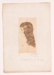 Tête de jeune fille aux longs cheveux de profil