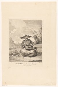 Homme assis en tailleur avec une vielle à roue (Figures chinoises et tartares du château de la Muette)