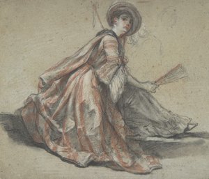 Une dame tenant un éventail, 18ème siècle