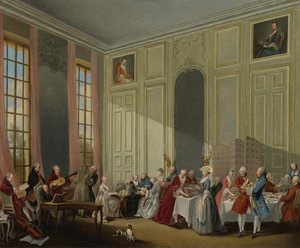 Mozart donnant un concert dans le Salon des Quatre-Glaces au Palais du Temple à la cour du P