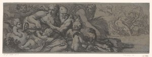 Faune avec bacchante et putti - Michel Dorigny (attributed to)