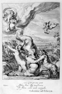 Aréthuse poursuivie par Alphée et transformée en fontaine, 1655 - Michel de Marolles