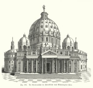 Vue du design de Michel-Ange pour la façade de la basilique Saint-Pierre, Rome, Italie - Michelangelo (after) Buonarroti