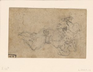 Michel-Ange - David et Goliath. Verso Études architecturales lignées, vers 1550-1556, I, 32b
