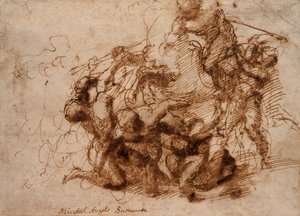 Une scène de bataille - Michelangelo Buonarroti