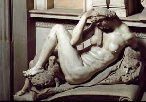 Allégorie de la Nuit. Mausolée de Julien de Médicis. Sculpture en marbre