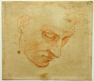 Étude de tête pour le plafond de la chapelle Sixtine, vers 1509-1510 - Michelangelo Buonarroti