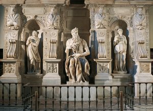 Italie, Rome, Basilique Saint-Pierre, Rachel, Moïse et Léa, détail du tombeau de Jules II, vers 1515 - Michelangelo Buonarroti