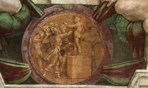 Médaillon représentant la Destruction de la Statue du Dieu Baal - Michelangelo Buonarroti