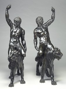Bacchantes nues chevauchant des panthères