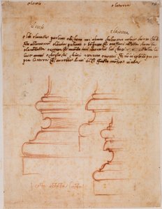Bases de piliers pour la Nouvelle Sacristie, inscriptions manuscrites - Michelangelo Buonarroti