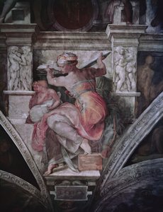 Plafond de la Chapelle Sixtine : Sibylle de Libye, c.1508-10 (avant restauration)
