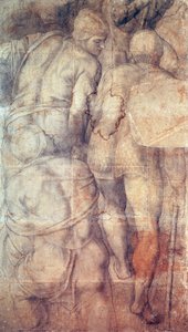 Soldats, dessin préparatoire pour la fresque de la Crucifixion de Saint Pierre dans la chapelle Pauline au Palais du Vatican - Michelangelo Buonarroti