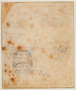 Études de monuments funéraires pour la Sagrestia Nuova - Michelangelo Buonarroti