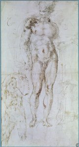 Étude pour Apollon debout nu avec une cape sur les épaules et la figure d