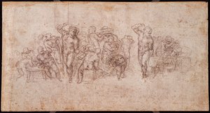 Étude de figures pour une scène narrative (recto) - Michelangelo Buonarroti