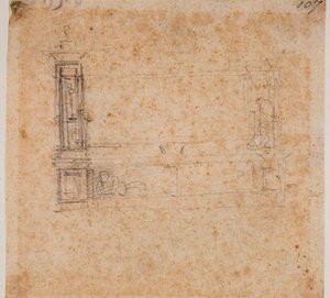 Étude de mur de double tombe pour la Nouvelle Sacristie - Michelangelo Buonarroti