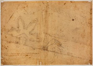 Étude de figure par une autre main et inscription manuscrite - Michelangelo Buonarroti