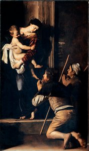 Madonna dei pellegrini aussi connue sous le nom de Madonna di Loreto. Peinture de Michelangelo Merisi dit Il Caravaggio (Le Caravage) (1571-1610) 1603-1605