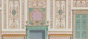 Mur orné avec portes et cheminée, nos. 344-350, 20 mars 1785