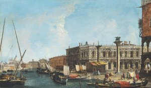 Entrée du Grand Canal à Venise avec la Piazetta et la Libreria Marciana à droite, la Dogana et Santa Maria della Salute à gauche. - Michele Marieschi