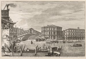 Vues de Venise : Le pont et le marché de Rialto - Michele Marieschi