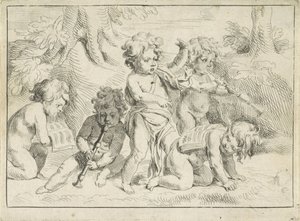 Cinq enfants jouant de la musique - Michiel Frans van der Voort