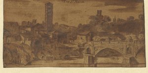 Vue de S. Maria in Cosmedin, du temple de Vesta et du Ponte S. Maria à Rome - Michiel van Overbeek