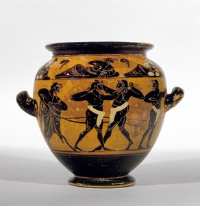 Stamnos à figures noires attiques représentant des boxeurs, vers 520-500 av. J.-C. - Michigan painter
