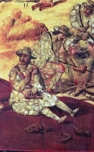 Conquistadors affamés mangeant de la viande de chien - Miguel Gonzalez