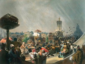 Festivités publiques après le couronnement du tsar Alexandre II, Champ de Khodynka, Moscou, 1856 - Mihaly von Zichy