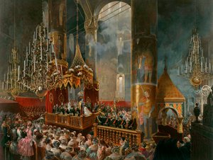 Couronnement de la tsarine Maria Alexandrovna de Russie, Moscou, 1856 - Mihaly von Zichy