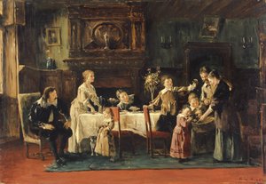 Visite au nouveau bébé, XIXe siècle