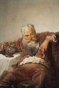 Falstaff avec une chope de vin et une pipe