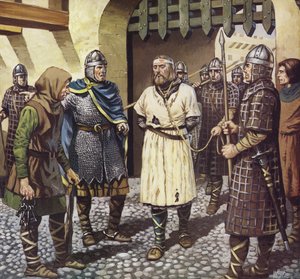 La capture du roi Étienne (lithographie couleur)