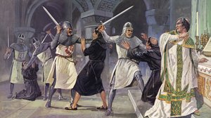 Le meurtre de Thomas a Becket (lithographie couleur)