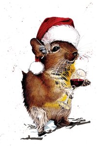 Degu de Noël sur fond blanc, 2020 - Mike Davis
