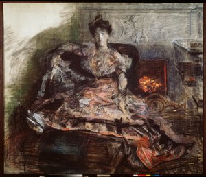 Apres le concert - Portrait de la cantatrice Nadezhda Zabela Vrubel - Mikhail Aleksandrovich Vrubel