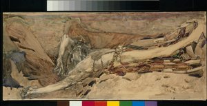 Le démon terrassé - Œuvre inspirée par le poème "Le Démon" de Mikhail Lermontov - Mikhail Aleksandrovich Vrubel