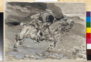 Un cavalier (illustration du poème "Le Démon" de Mikhail Lermontov) - Mikhail Aleksandrovich Vrubel