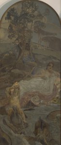Vénus, Amour et Paris, panneau central du triptyque Le Jugement de Paris - Mikhail Aleksandrovich Vrubel