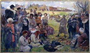 Les agitateurs bolcheviks dans la division sauvage du général Kornilov près de Gatchina en août 1917