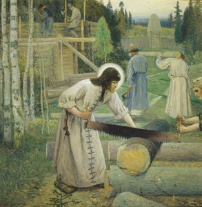 Saint Serge travaille Triptyque, Partie centrale, 1896