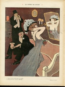 Illustration de Miklos Vadasz (1884-1927) dans Le Rire, 07/03/08 - Le contrat de location - Prostitution, architecture intérieure