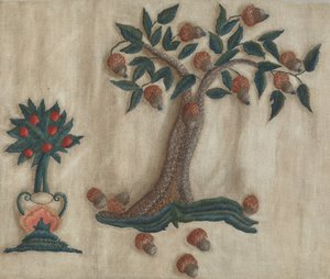 Rideau de lit brodé - Mildred E. Bent