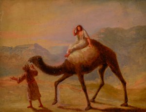 Homme avec femme sur chameau