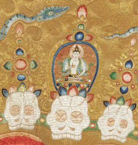 Détail de Thangka impérial brodé en soie